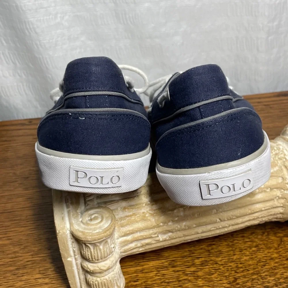 Polo Ralph Lauren Mens Navy Blue‎ Canvas Boat Shoes Deck Shoes Size 12 Nautical